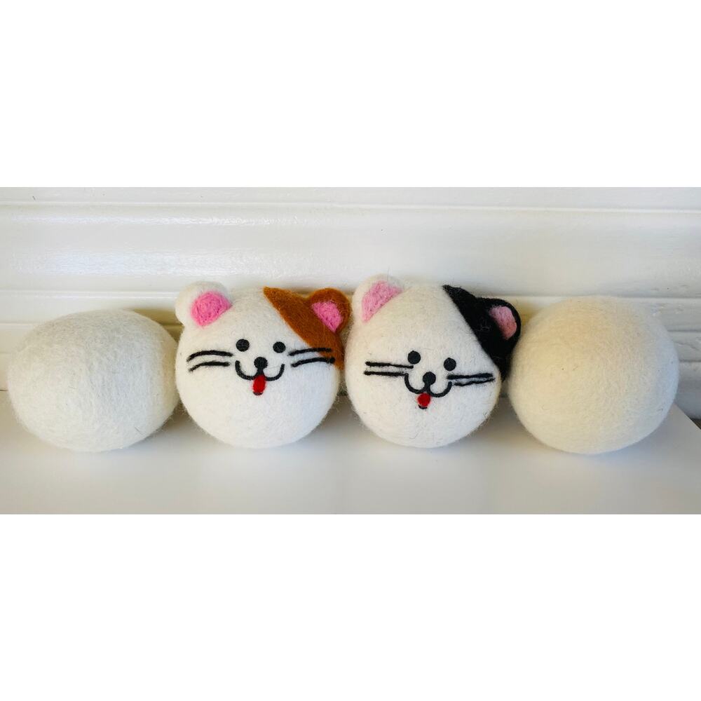 New Cat Cats Reusable Wool Dryer Anti-Static Kitty Eco-Friendly Laundry Balls